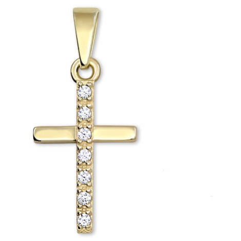 Brilio Přívěsek křížek ze žlutého zlata s krystaly 249 001 00565