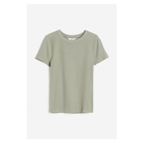 H & M - Žebrované tričko z modalové směsi - zelená H&M