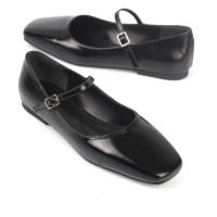 Capone Outfitters Blunt Toe Banded Marj Jane Matte Black Women's Ballerinas