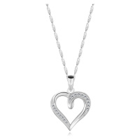 Stříbrný náhrdelník 925 - srdce s rameny zdobené kulatými zirkony