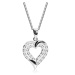 Stříbrný náhrdelník 925 - obrys srdce ze zirkonových linií, řetízek