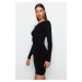 Trendyol Black Mini Knitwear Back Pearl Detailed Dress