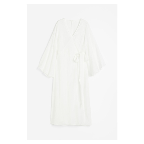 H & M - Dlouhé zavinovací šaty - bílá H&M