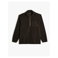 Koton Fleece Sweatshirt Half Zipper Pocket Detail High Neck Soft Textured