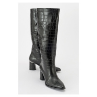 LuviShoes BELIS Black Print Women's Heeled Boots