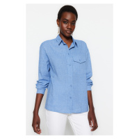 Trendyol Blue Woven Shirt with Pocket