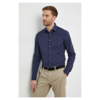 Košile Calvin Klein pánská, tmavomodrá barva, slim, s klasickým límcem, K10K112593