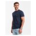 Ombre Clothing Trendy tričko s ozdobnou kapsou tmavě modré V10 TSCT-0109