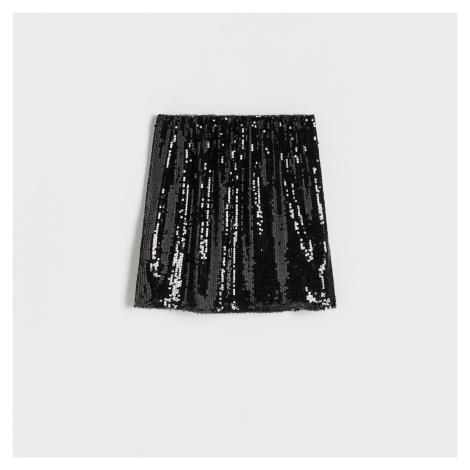 Reserved - Flitrová mini sukně - Černý