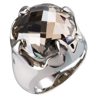 Evolution Group Stříbrný prsten s krystaly šedý 35803.5