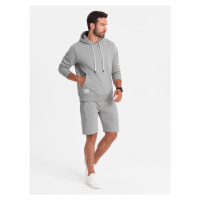 Men's sweatshirt set kangaroo sweatshirt + shorts - gray V8 Z75