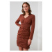 Trendyol Brown Pleated Dress