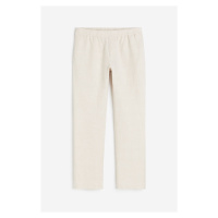 H & M - Lněné kalhoty Regular Fit - bílá