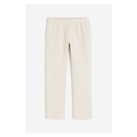 H & M - Lněné kalhoty Regular Fit - bílá H&M