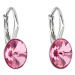 Stříbrné náušnice visací s krystaly Swarovski růžový ovál 31276.3 Rose