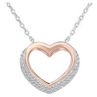 Silvego Stříbrný bicolor náhrdelník Srdce se zirkony LPS0243R