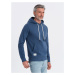 Men's kangaroo sweatshirt with hood - navy blue V4 OM-SSBN-0177