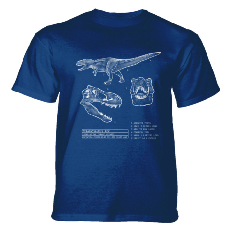 The Mountain Dětské batikované tričko - T-REX BLUEPRINT - modré
