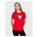 Guess GUESS dámské červené bavlněné tričko ORGANIC COTTON T-SHIRT
