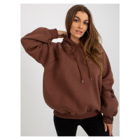 Tmavě hnědá basic oversized mikina s kapucí