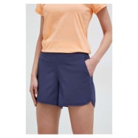 Outdoorové šortky Columbia Pleasant Creek tmavomodrá barva, high waist