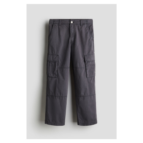 H & M - Bavlněné kalhoty cargo - černá H&M