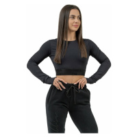 Nebbia Long Sleeve Crop Top INTENSE Perform Black Fitness tričko