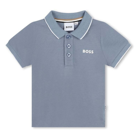 Dětská bavlněná polokošile BOSS šedá barva, J51281 Hugo Boss