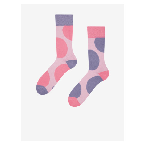 Fialovo-růžové dámské veselé ponožky Dedoles Velké puntíky