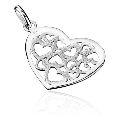 Přívěsek ze stříbra 925 - pískované filigránové srdce Šperky eshop