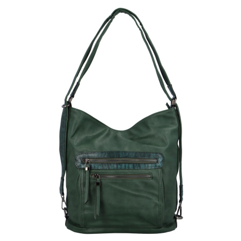 Módní dámský koženkový kabelko-batoh Flora, zelená ROMINA & CO