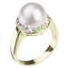 Evolution Group Stříbrný prsten s krystaly Swarovski a perlou bílý luminous green 35021.6