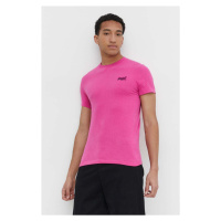 Bavlněné tričko Superdry růžová barva, s aplikací