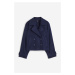 H & M - Krátký dvouřadový kabát - modrá