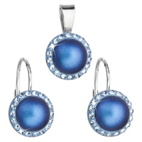 Evolution Group Sada šperků s krystaly Swarovski náušnice a přívěsek s tmavě modrou matnou perlo