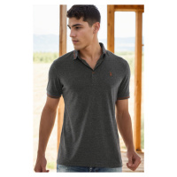T8586 DEWBERRY MEN'S POLO NECK T-SHIRT-ANTHRACITE-2