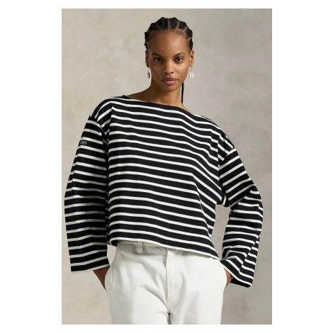 Bavlněné tričko s dlouhým rukávem Polo Ralph Lauren modrá barva, 211959103