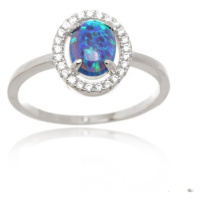 Dámský stříbrný prsten s modrým opálem STRP0443F