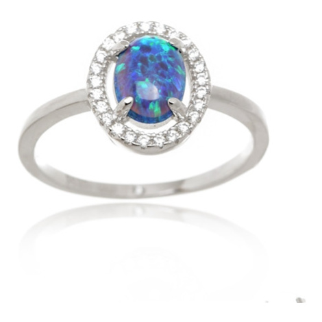Dámský stříbrný prsten s modrým opálem STRP0443F JVD