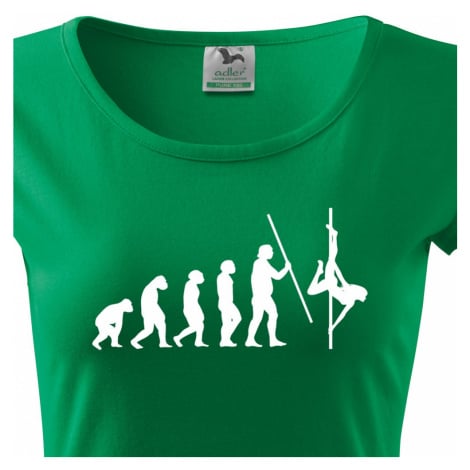 Dámské tričko s vtipným potiskem evoluce Pole dance BezvaTriko