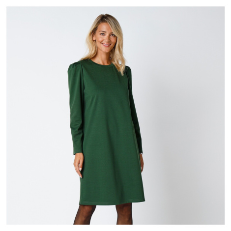 Blancheporte Jednobarevné žakárové úpletové šaty zelená jedlová