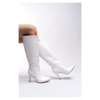 Riccon Hilnaril Women's Pointed Heel Boots 00123000 White Skin