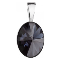 Stříbrný přívěsek s krystalem Swarovski černý ovál 34245.3