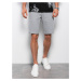 Men's knit shorts with decorative elastic waistband - gray V1 OM-SRCS-0110