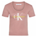 Calvin Klein Calvin Klein dámské růžové tričko Vegetable Dye Monogram Baby Tee