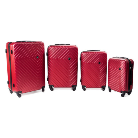 Rogal Červená sada 4 pevných plastových kufrů "Waves" - M (35l), L (65l), XL (100l), XXL (120l)