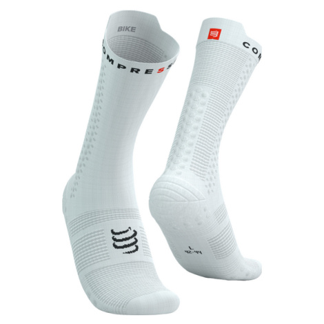 COMPRESSPORT Cyklistické ponožky klasické - PRO RACING V4.0 BIKE - bílá