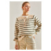 Bianco Lucci Women's Charmed Striped 11 Button Knitwear Sweater