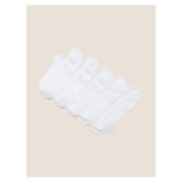 Balení 5 párů mimořádně pohodlných nízkých ponožek Marks & Spencer bílá
