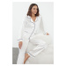 Trendyol Ecru Piping Detailed Satin Woven Pajama Set